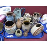 Studio Pottery Jugs, including 'Mosse' Dragon Ann Marie Greengrass, Eeles:- One Tray.