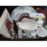 WITHDRAWN A Quantity of Household Items, to include blue & white meat plates, lidded jug, still life