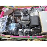 Pentax ASAHI K100 Camera, Kodak Brownie, Sankyo 8cm cine camera, etc:- One Box.