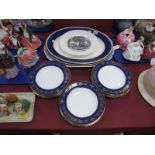 Spode for Harrod's Soup Bowls with Gilt Classical Decoration, on blue boarders x 11, three other