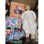 Box Cameras, Beano comics, easy listening records etc, XX Century child's doll with a porcelain head