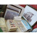 The Rockingham Works - Story of Yorkshire China, military postcards, plus Terry Gorman print,