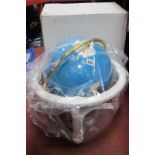 Osbourne & Allen Lapis Globe, in brass stand, approximately 44cm wide. (boxed).