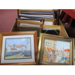 Keith Parkin, Sheffield Artist watercolours of a Penguin, People in a Deckchair, other prints, etc:-