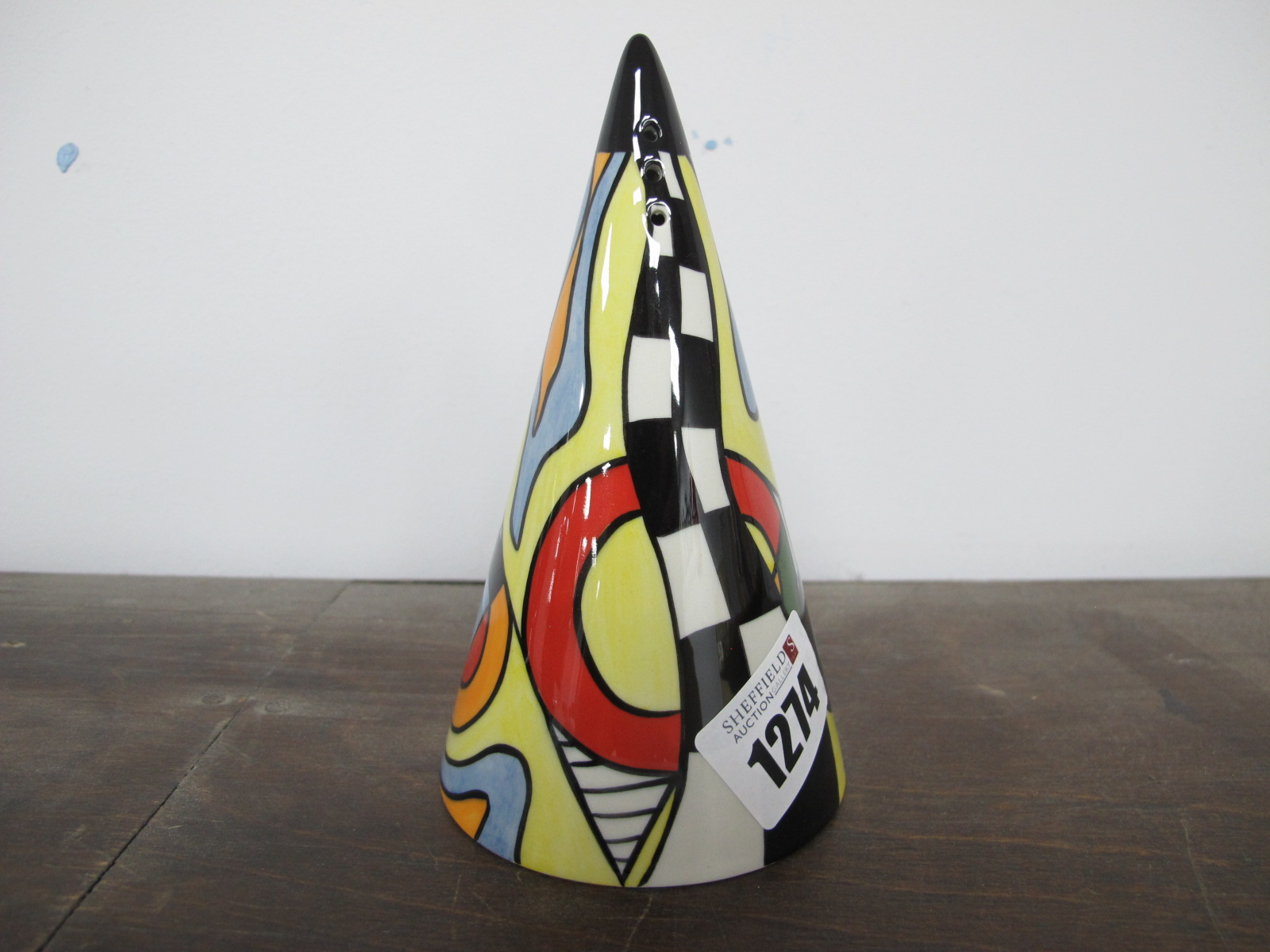 Lorna Bailey 'Spiro' Conical Sugar Caster, limited edition No. 13/50, 13cm high.