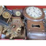 Four Various Clocks, including Cuckoo, mantle, XIX Century Rosewood, sometimes incomplete.