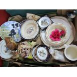 Aynsley Scops Owl, Wedgwood and Doulton baby bowls, collectors plates, etc:- One Box.