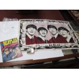 The Beatles, Irish pure linen tea towel, Royal Command booklet, and buckle.