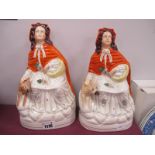 Two Little Red Riding Hood XIX Century Staffordshire Pottery Figure Groups, 26.5cm high.
