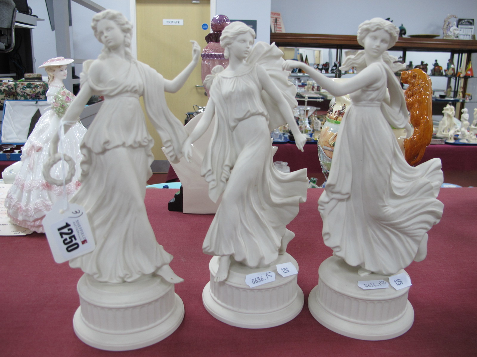 Three Wedgwood Parian Figurines from The Dancing Hours Series, (first, second and third) No's