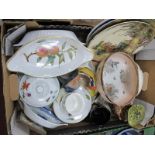 Royal Worcester Oven to Table Pottery, Doulton plates, Japanese bowl, etc:- One Box.