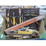 WITHDRAWN Specialist Tools, possibly leather workers, hammer, brass ruler etc, other tools, Spraygun