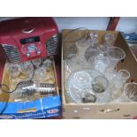 Quantity of Glassware, decanters, etc. CD player.