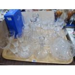 Royal Doulton Crystal Champagne Flutes, other cut glassware including decanter, fruit bowl and