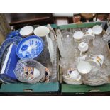 A Quantity of Drinking glasses, decanter, tea ware, other ceramics, etc:- Two Boxes.