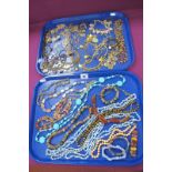 A Mixed Lot of Assorted Costume Jewellery, including polished hardstone and other bead necklaces,