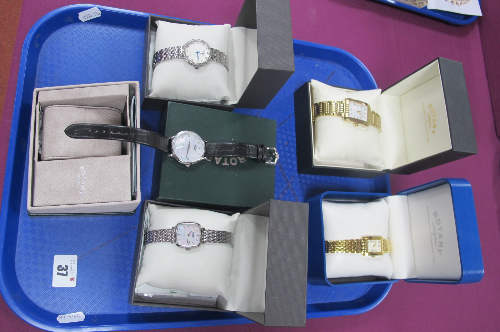 Modern Ladies and Gent's Rotary Wristwatches, boxed. (5)