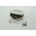 An Unusual Plated Snuff Box with Spoon, of shaped design with reeded detail, with hinged lid and