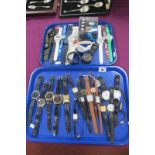 A Collection of Assorted Wristwatches, including rubber straps etc :- Two Trays