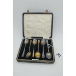 A Set of Six Hallmarked Silver Coffee Spoons, Arthur Price & Co, Birmingham 1938, in a fitted case.