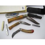 Three Opinel Knives, Howarth, Walker & Hall, Watts and other examples. (8).