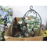 Four Branch Candle Holder, drinks etc, Benares brass tray, etc:- One Box