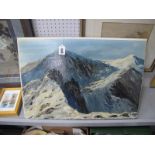 Billington Panoramic Snow Topped Mountain Study, oil on board, signed lower right, 43.5 x 63.5cm.