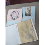 Three Artists Sketch Books, containing drawings in ink, watercolour and pencil, Italian landscapes