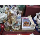 Capo di Monte Figures, Nadal and Roumane figures, antique re reference book:- One Tray