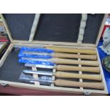 Six Woodworkers Tools, the longest 56.5cm, (cased).