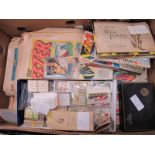 Beano, Beezer and Other Comics, cigarette and tea cards, postage stamps, etc:- One Box.