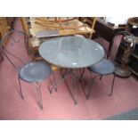Mineral Circular Topped Patio Tables and Two Chairs.