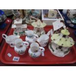 Five Royal Worcester Jugs, two Coalport cottages, one other:- One Tray.