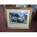Stirling Moss Autograph; together with Stuart Booth, pencil signed on the border of a coloured