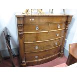 XIX Century Mahogany Bow Front Chest of Two Short and Three Long Drawers, with secret upper