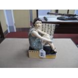 A Peggy Davies Figurine 'Back in Time', an artists original colourway 1/1 by Victorian Bourne,