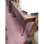 A XIX Century Mahogany Pembroke Table, with drop leaves, single drawer, on turned and reeded