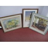David Moakes (Sheffield Artist), 'Chrysanths'. watercolour, signed lower right (label verso) 35 x
