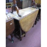 Oak Drop Leaf Dining Table, with barley twist legs, 140 x 94cm.