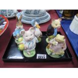 Beswick Beatrix Potter 'Peter Rabbit' & 'Jemima Puddleduck' with lustre back stamps, 'Pigling