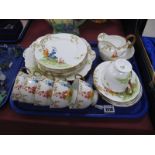 Aynsley Floral Tea Service, circa 1920's B1562, twenty one pieces.