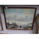D.Arel, Dutch Winter Scene, Oil on Canvas, 39.5 x 49.5cm, signed lower left.