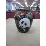 Anita Harris 'Panda' Vase, gold signed, 13.5cm high.