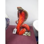 Anita Harris Figure - Venomous Cobra Snake, gold signed, 20cm high.