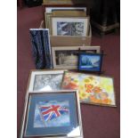 A Quantity of Prints, needlework, original artwork.