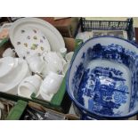 Dartington Tureen, other white table pottery, Bakewell classic plate, Hidcote vase:- One Box, blue &