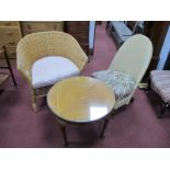 A Harris Lebus Utility Furniture Basketwork Nursing Chair, off white with floral seat; together with