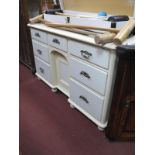 XIX Century Painted Pine Dresser, with seven drawers and central cupboard, 137cm wide.