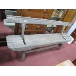 Hardwood Bench, possibly railway with two way rocking back, 182cm long.