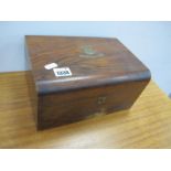 XIX Century Walnut Work Box, with brass shield to domed top, 27.5cm wide.